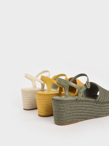 Espadrille Platform Sandals, Olive, hi-res