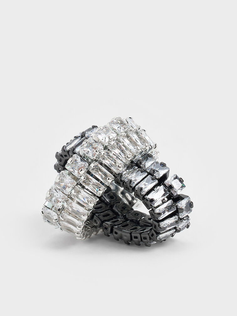 Crystal Double-Row Eternity Ring, Silver, hi-res