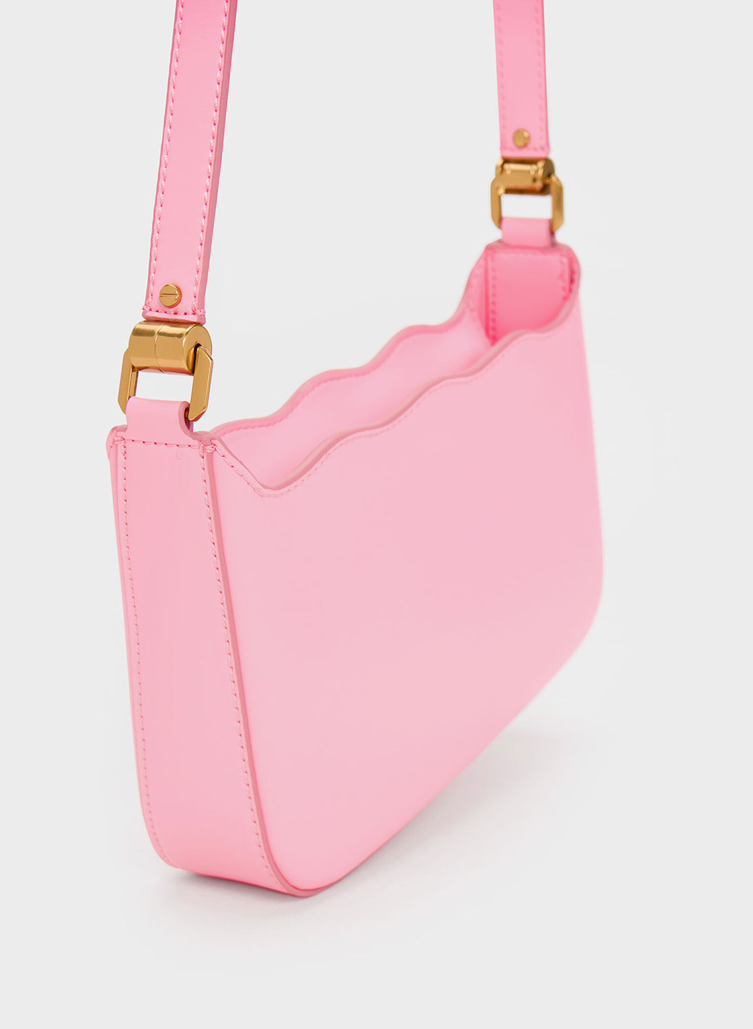 Braided Chain-Link Wavy Bag, Pink, hi-res