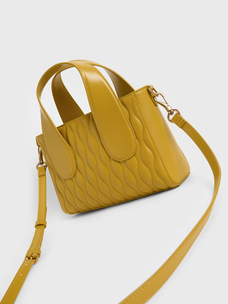 Iva Textured Tote Bag, Mustard, hi-res