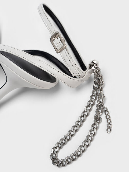Chain-Link Ankle-Strap Pumps, White, hi-res