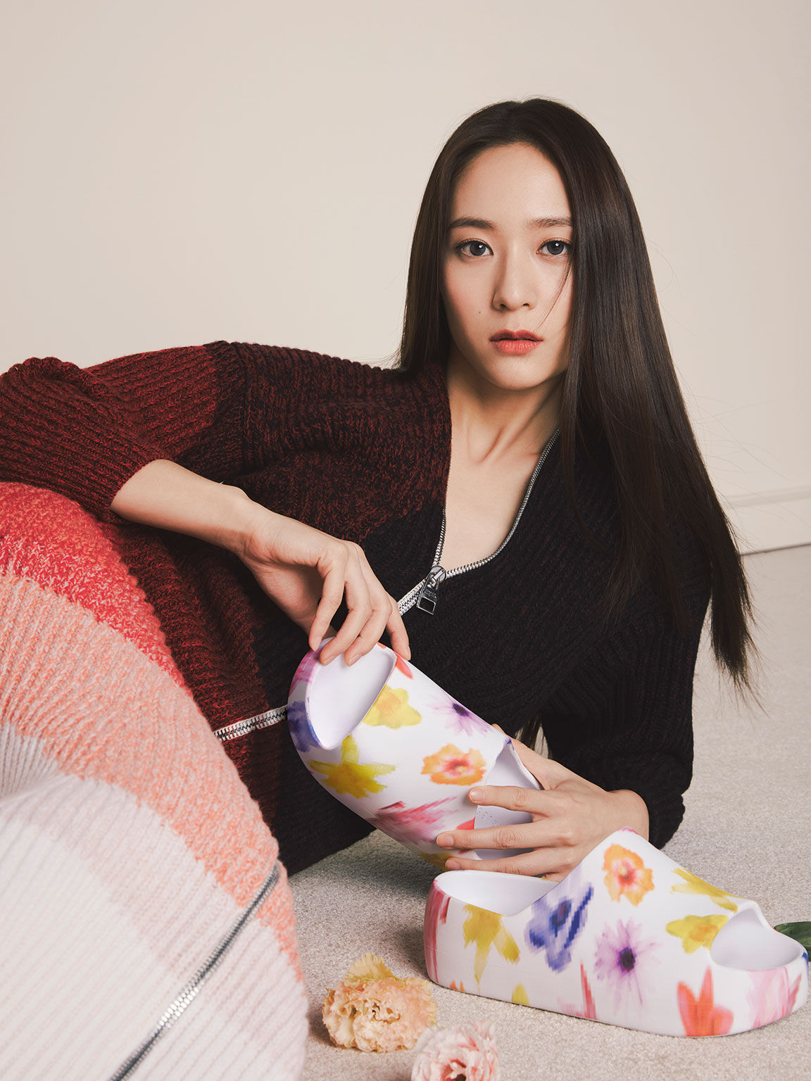 모건 프린티드 플랫폼 슬라이드 샌들, 멀티, hi-res