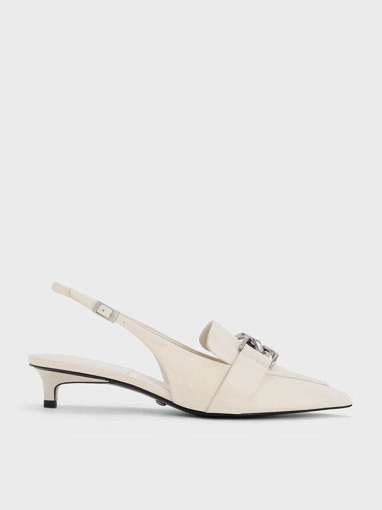 Gabine Leather Slingback Pumps, Chalk, hi-res