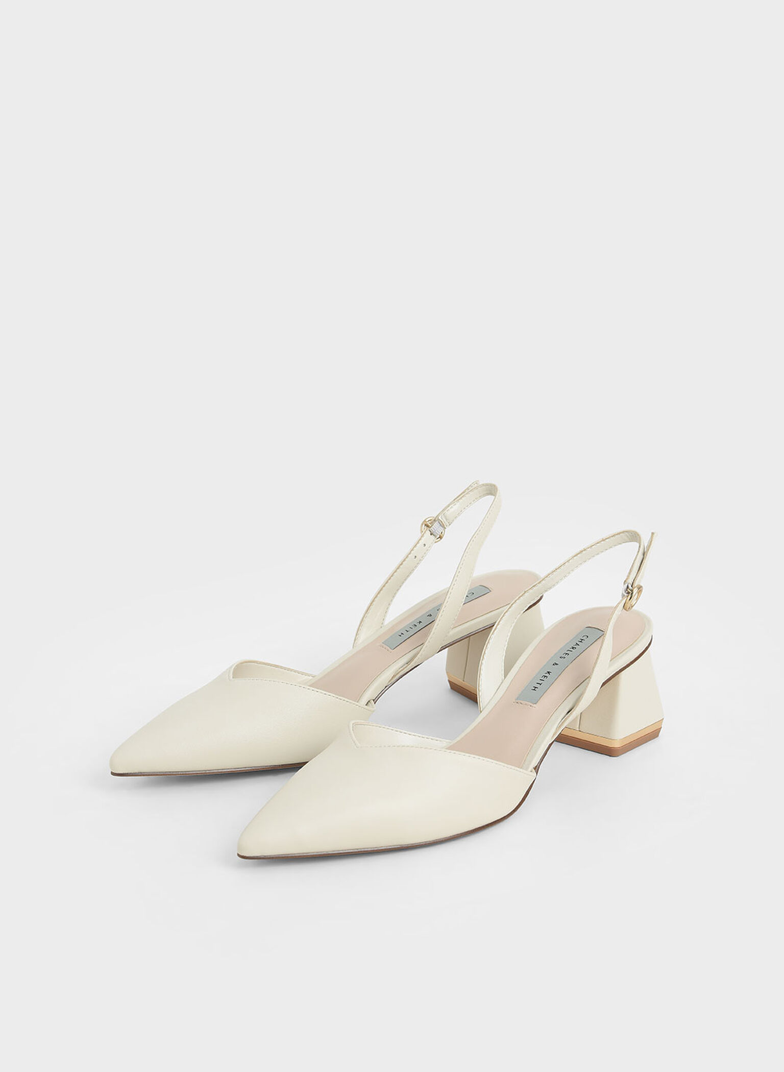 Katarina Trapeze Heel Slingback Pumps, Chalk, hi-res