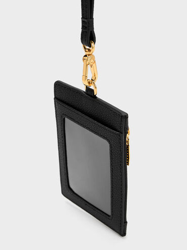 Side Zip Card Holder, Black, hi-res