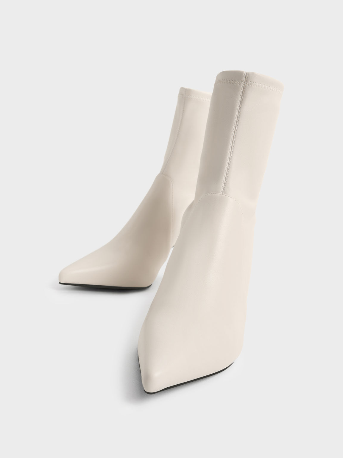 Kitten Heel Ankle Boots, Chalk, hi-res