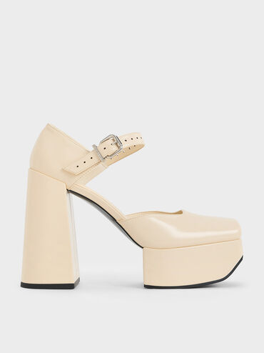 Shayla D'Orsay Platform Pumps, Beige, hi-res