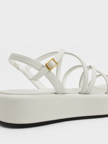 Strappy Padded Flatforms, White, hi-res