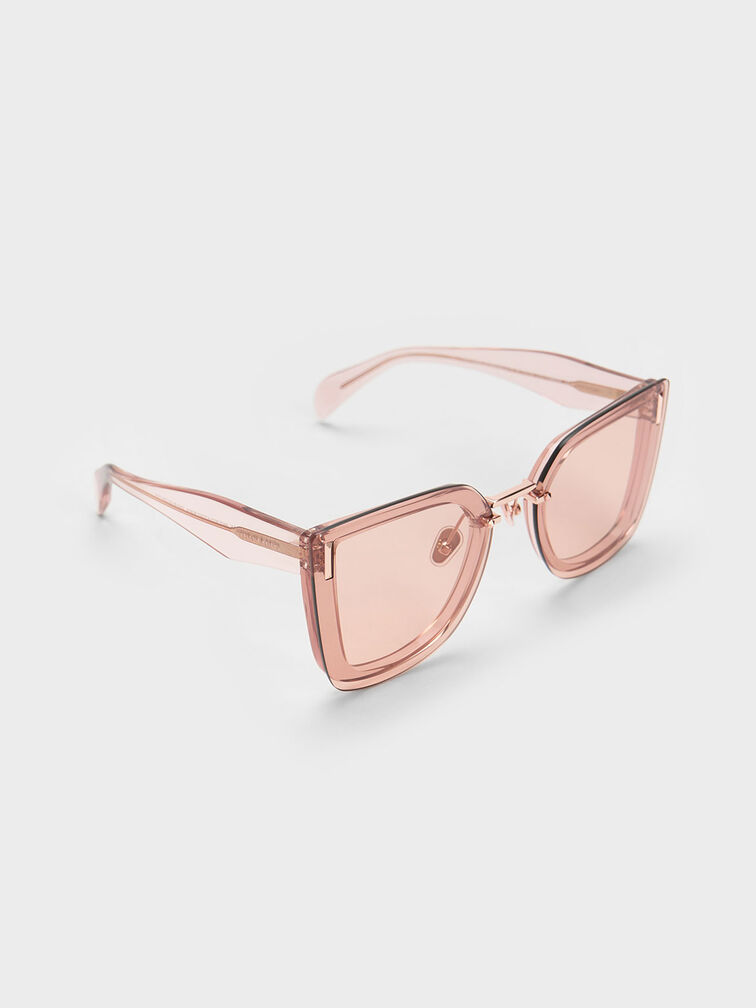 Pink Recycled Acetate Geometric Butterfly - Sunglasses US & KEITH CHARLES