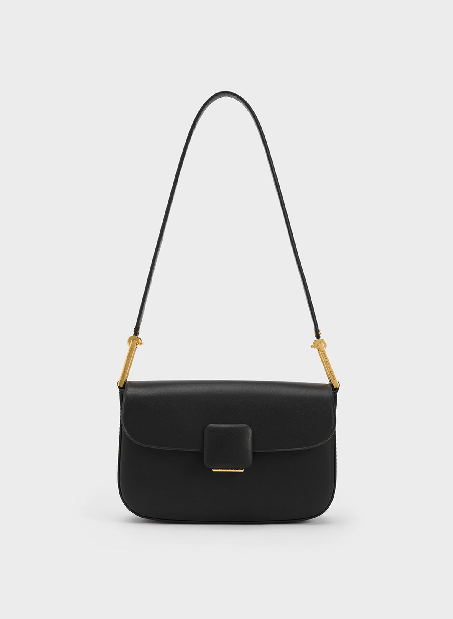 Koa Square Push-Lock Shoulder Bag, Black, hi-res