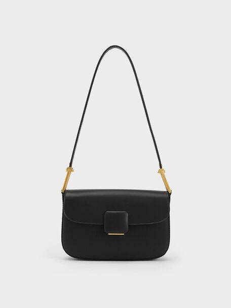 Koa Square Push-Lock Shoulder Bag, Black, hi-res