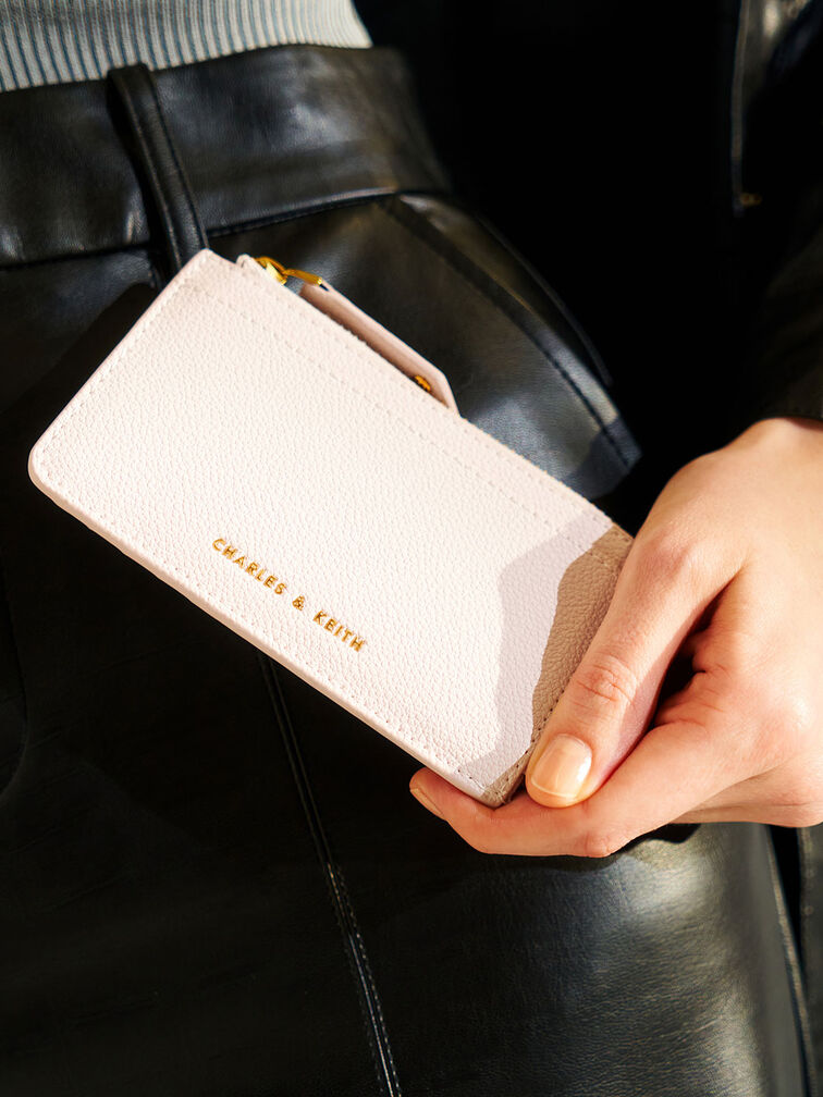 Zip Card Holder, Pink, hi-res