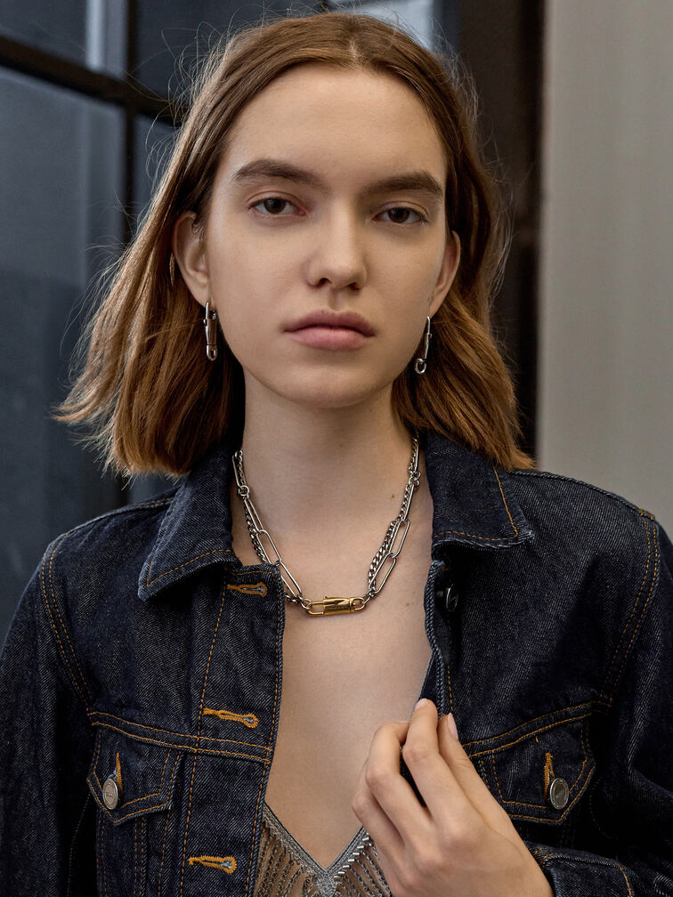 Delfina Double-Chain Necklace, Multi, hi-res