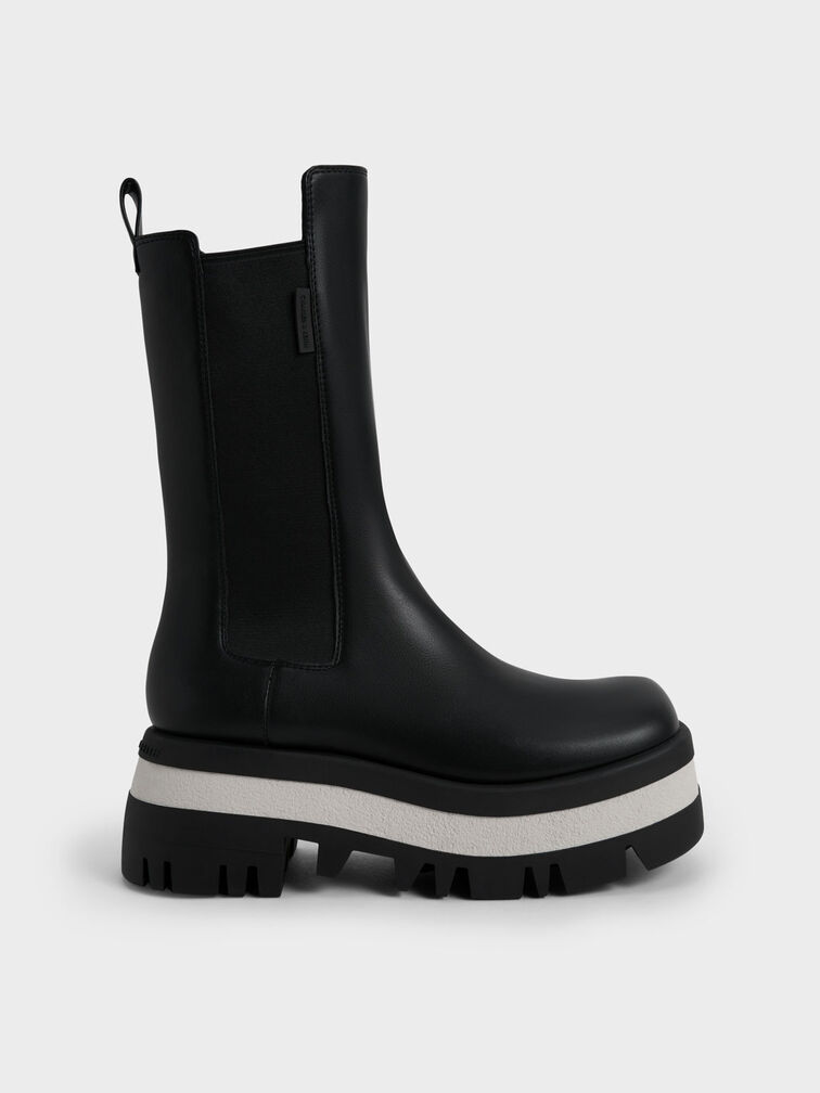 Rainier Platform Chelsea Boots, Black, hi-res