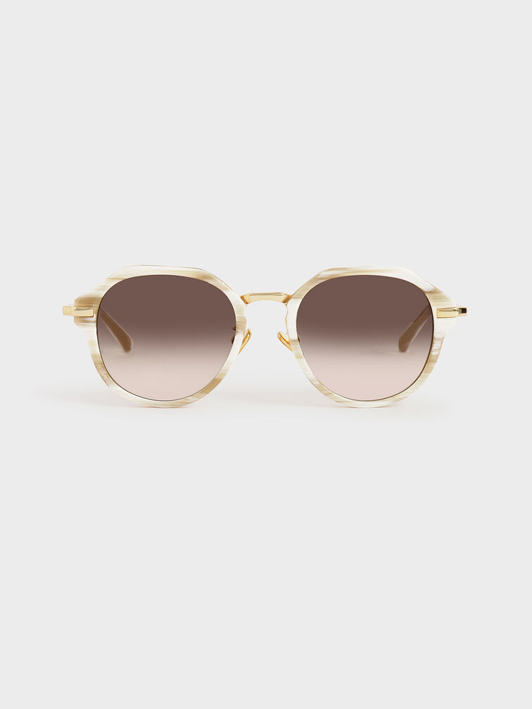Geometric Sunglasses, Cream, hi-res
