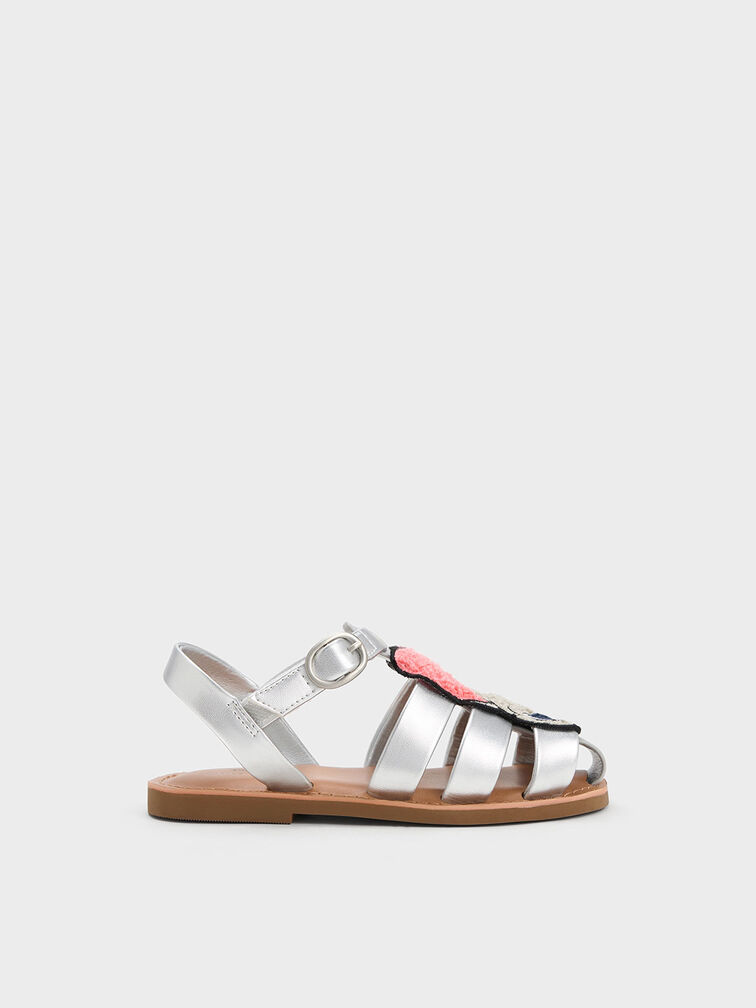 CHARLES ＆ KEITH 迪士尼優獸大都會系列：兒童羅馬涼鞋, 銀色, hi-res
