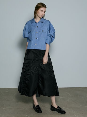 Braided-Chain Metallic-Accent Loafers, Black Box, hi-res