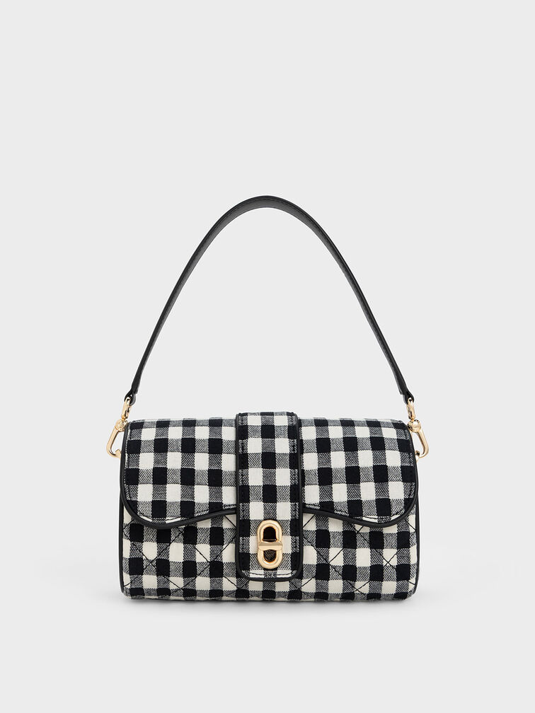 Gingham Belted Crossbody Bag, Multi, hi-res