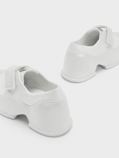 Pixie Patent Platform Loafers, White, hi-res