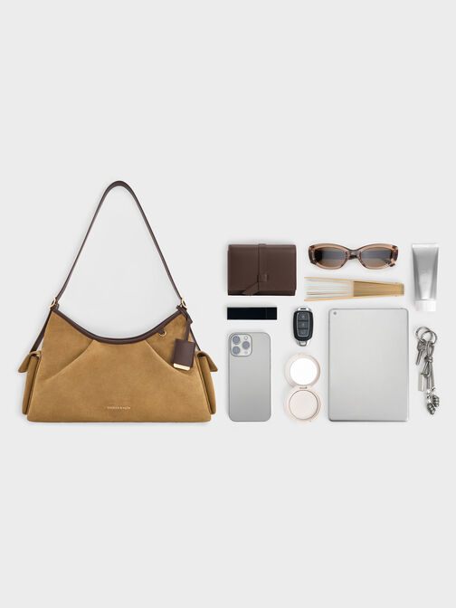 Khai Recycled Suede Side-Pocket Shoulder Bag, Sahara Sand, hi-res