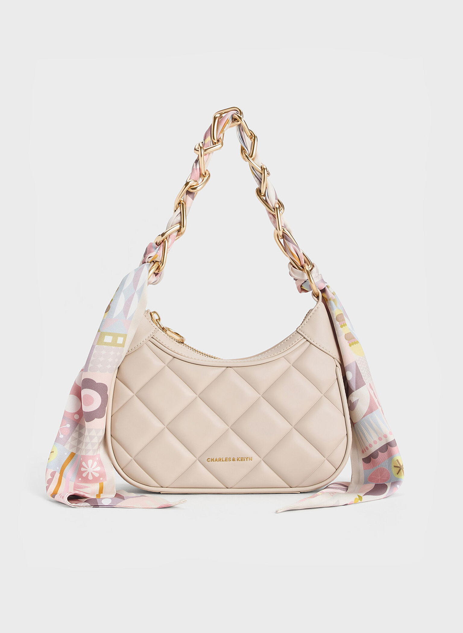 Mini Alcott Scarf Handle Quilted Bag, Oat, hi-res