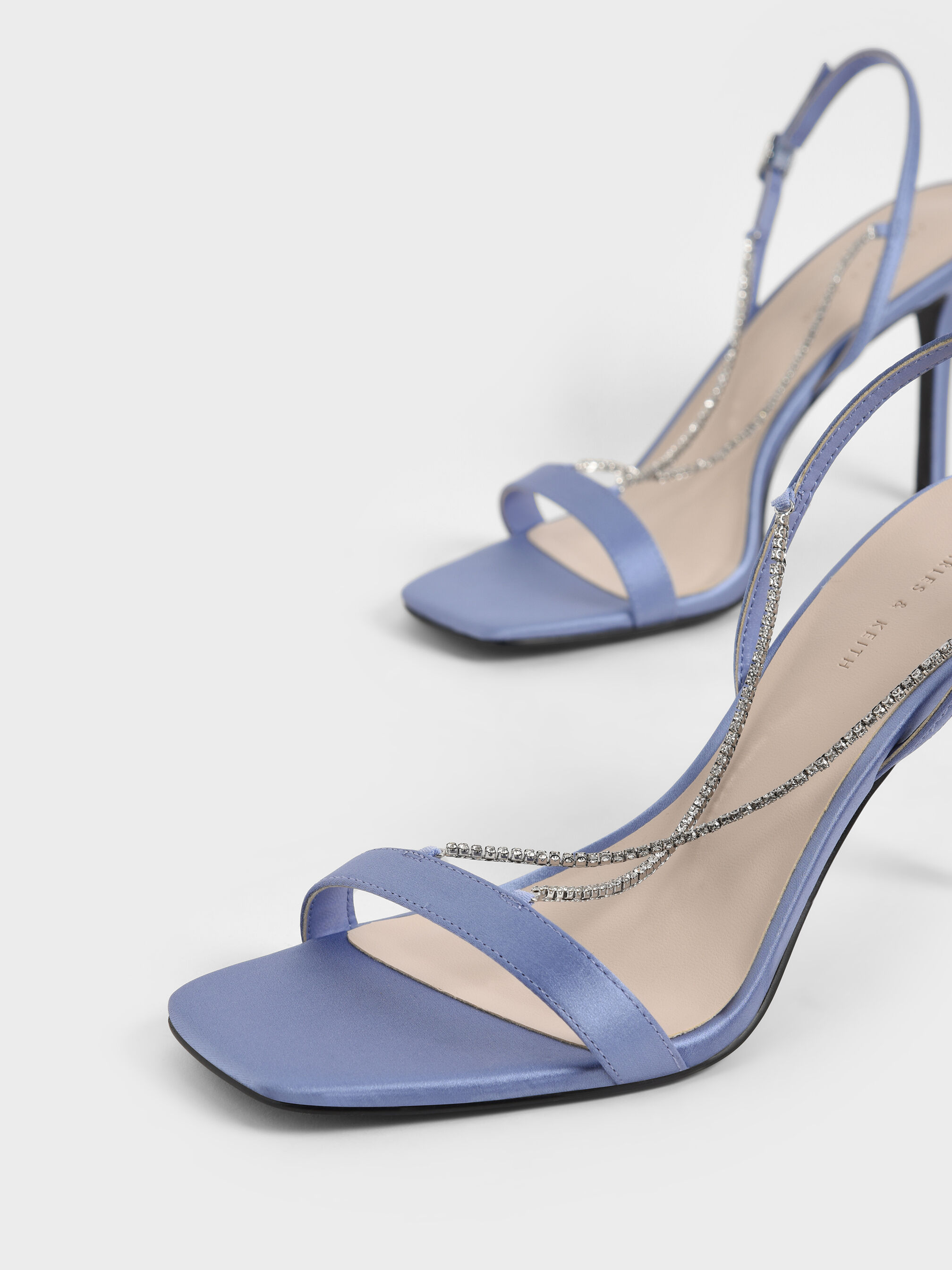Blue Adel Recycled Polyester Gem Strap Stiletto Sandals CHARLES