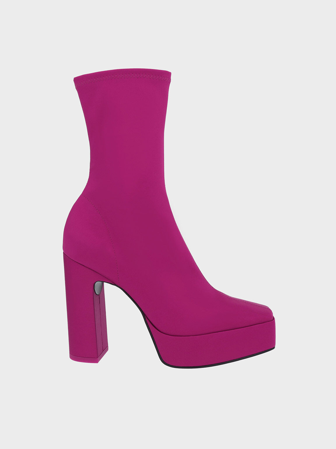 Satin Platform Block Heel Ankle Boots, Fuchsia, hi-res