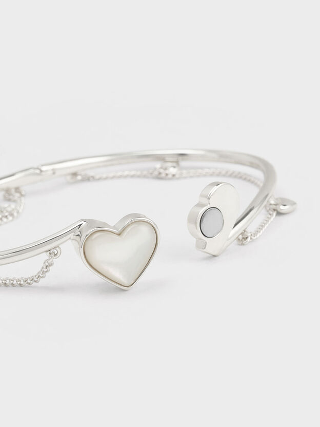 Bracelet &agrave; maillons et pierres en formes d c&oelig;ur Annalise, Argent, hi-res