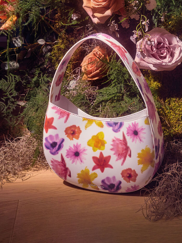 Bolso hobo con asa superior y estampado floral Coda, Multicolor, hi-res