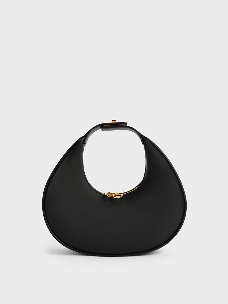 Crescent Hobo Bag, Black, hi-res