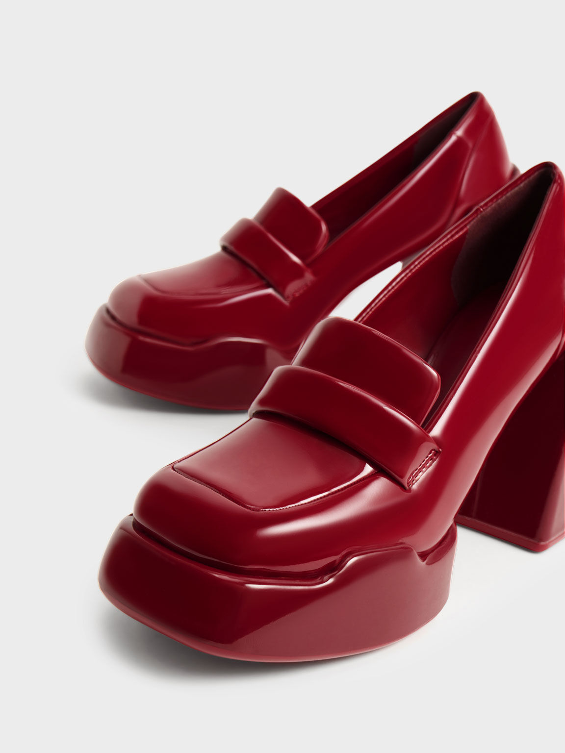 Lula Patent Loafer Pumps, Red, hi-res