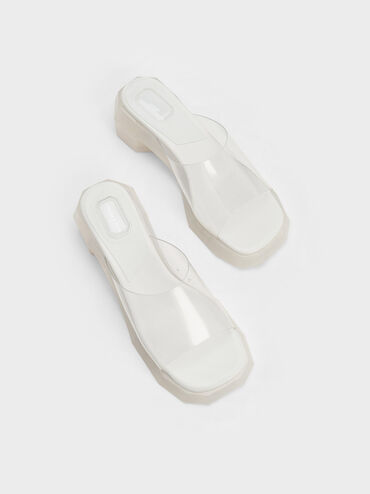 Fia See-Through Geometric Mules, White, hi-res