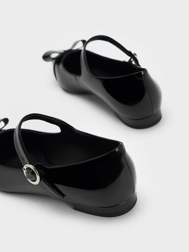 Leather Bow Mary Jane Flats, Black Box, hi-res