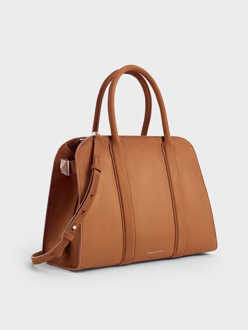 Bolso bolera Axel de gamuza sintética, Marrón, hi-res