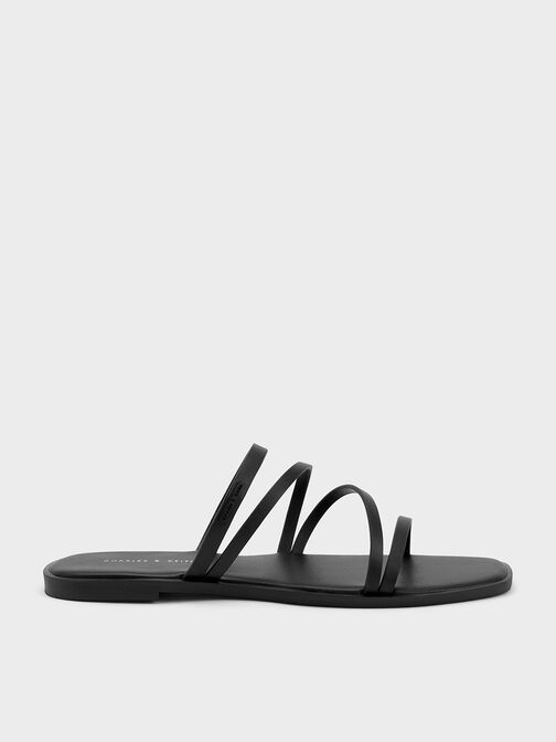 lliana Strappy Slide Sandals, Black, hi-res