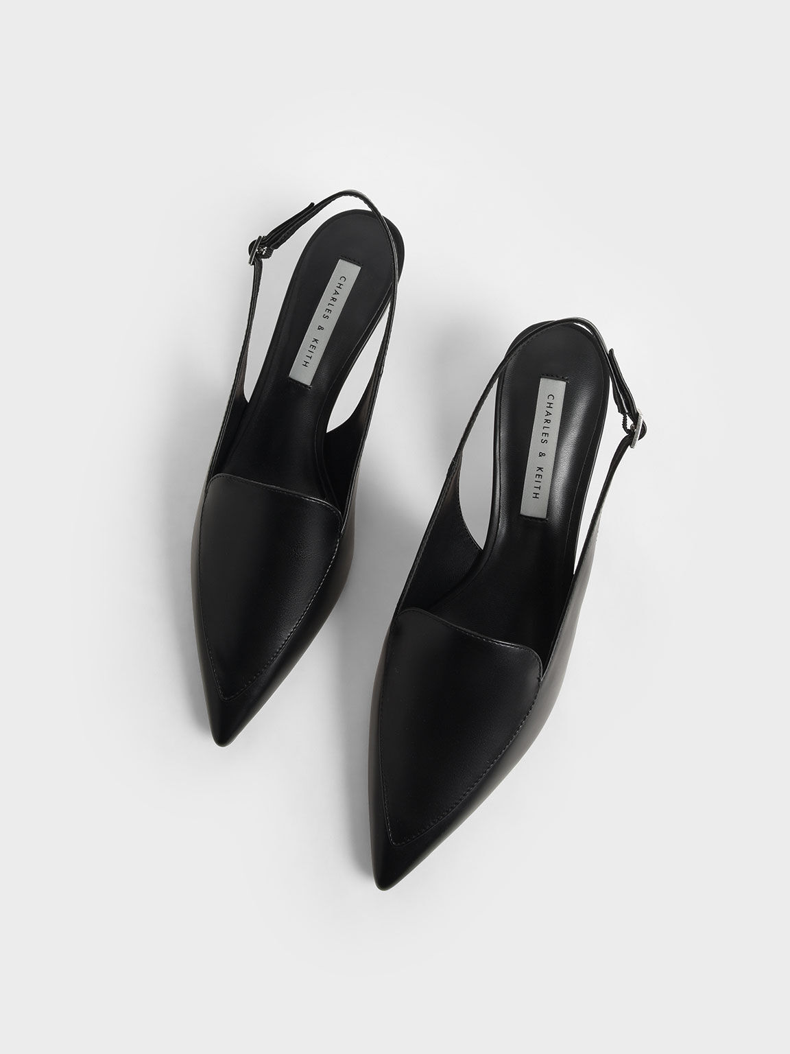 Black Slingback Loafer Pumps - CHARLES 