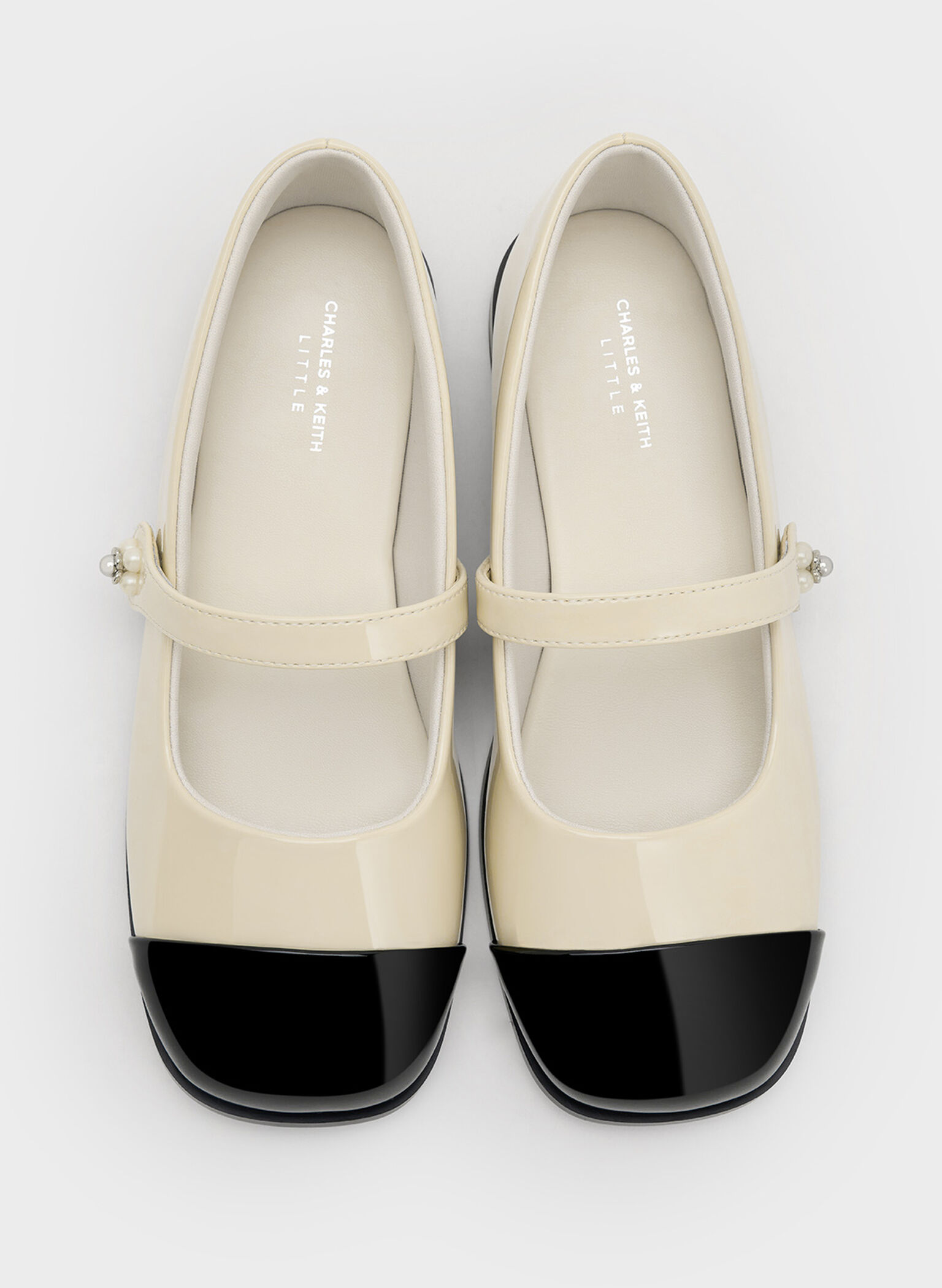 Girls' Patent Cap-Toe Mary Janes, Chalk, hi-res
