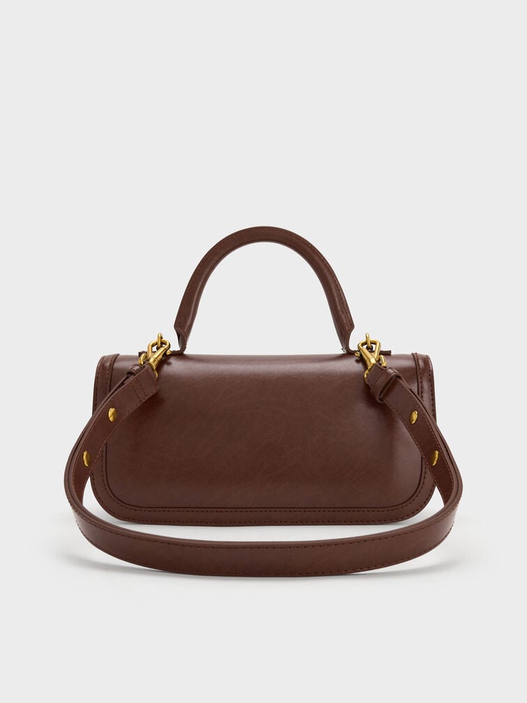 Charlot Elongated Top Handle Bag, Dark Brown, hi-res