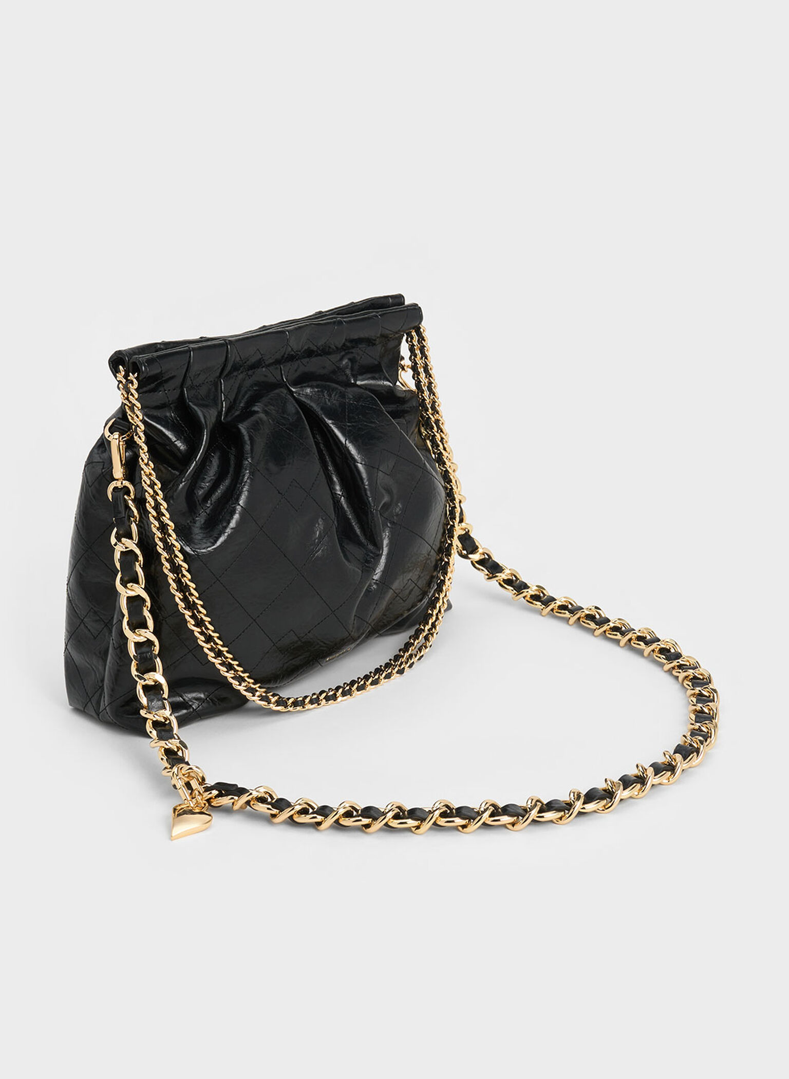 Bolso Hobo Duo De Doble Cadena, Negro, hi-res