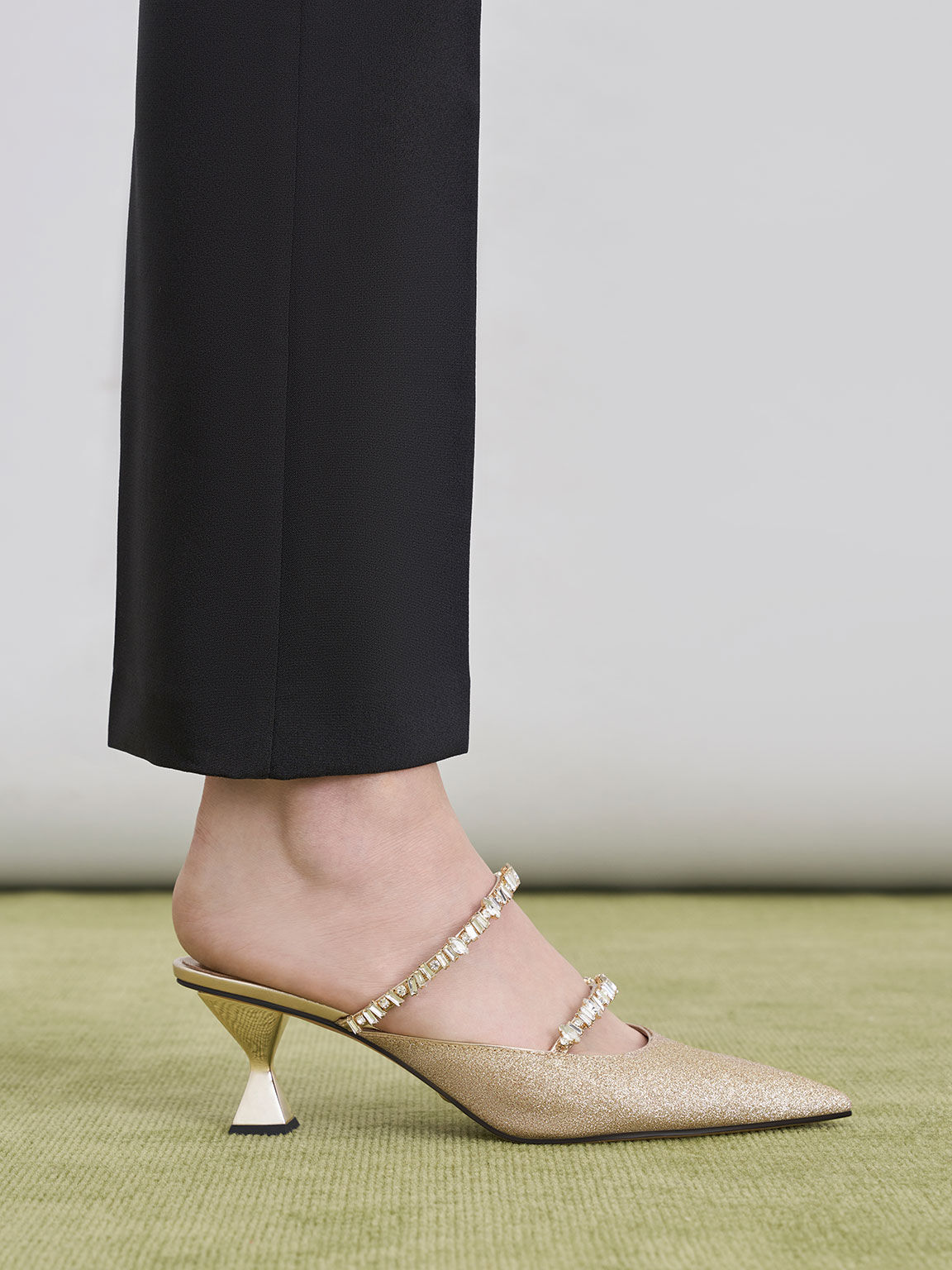 Gold glitter mules Clearance