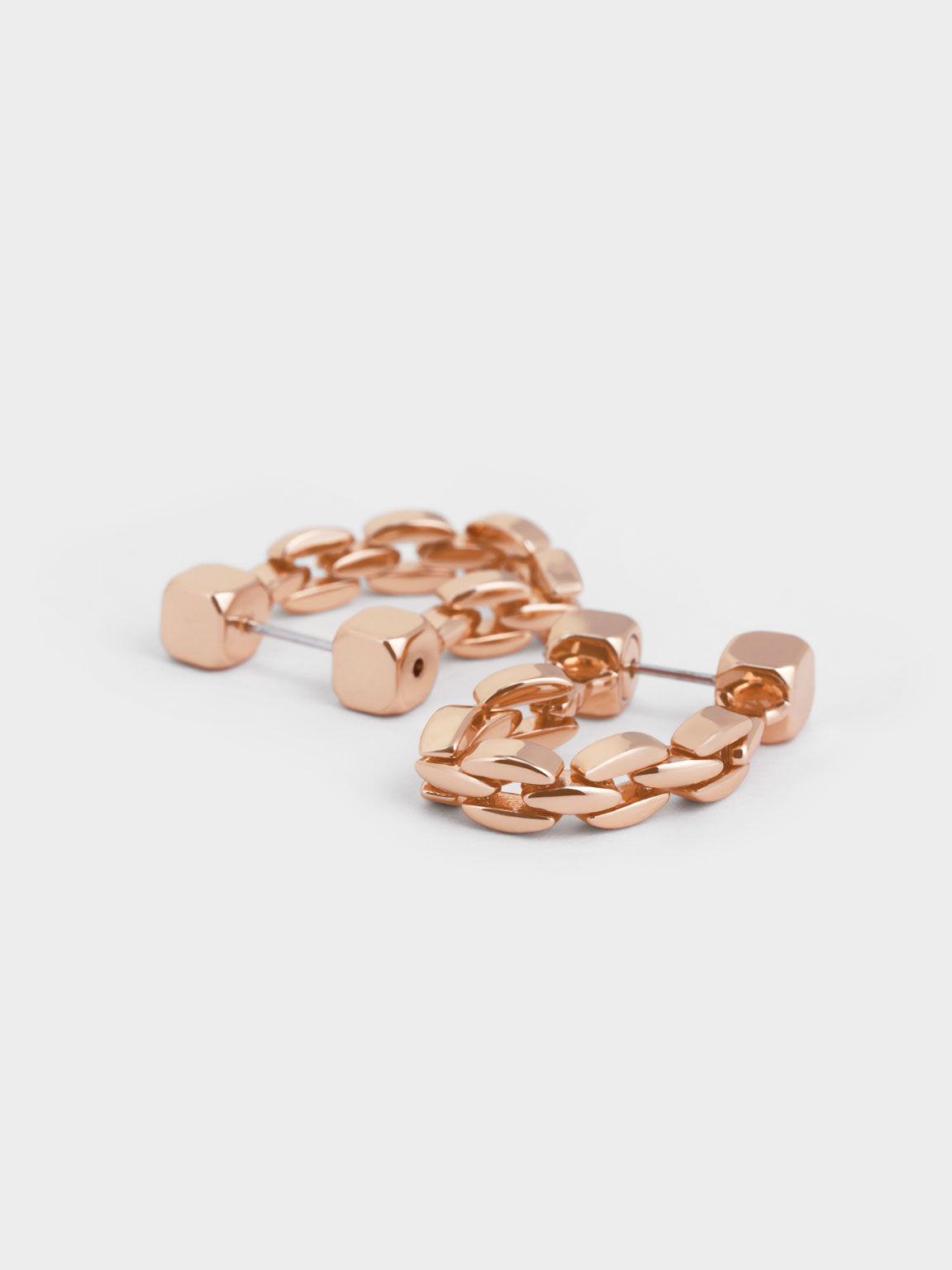 Cube Chain-Link Drop Earrings, Rose Gold, hi-res