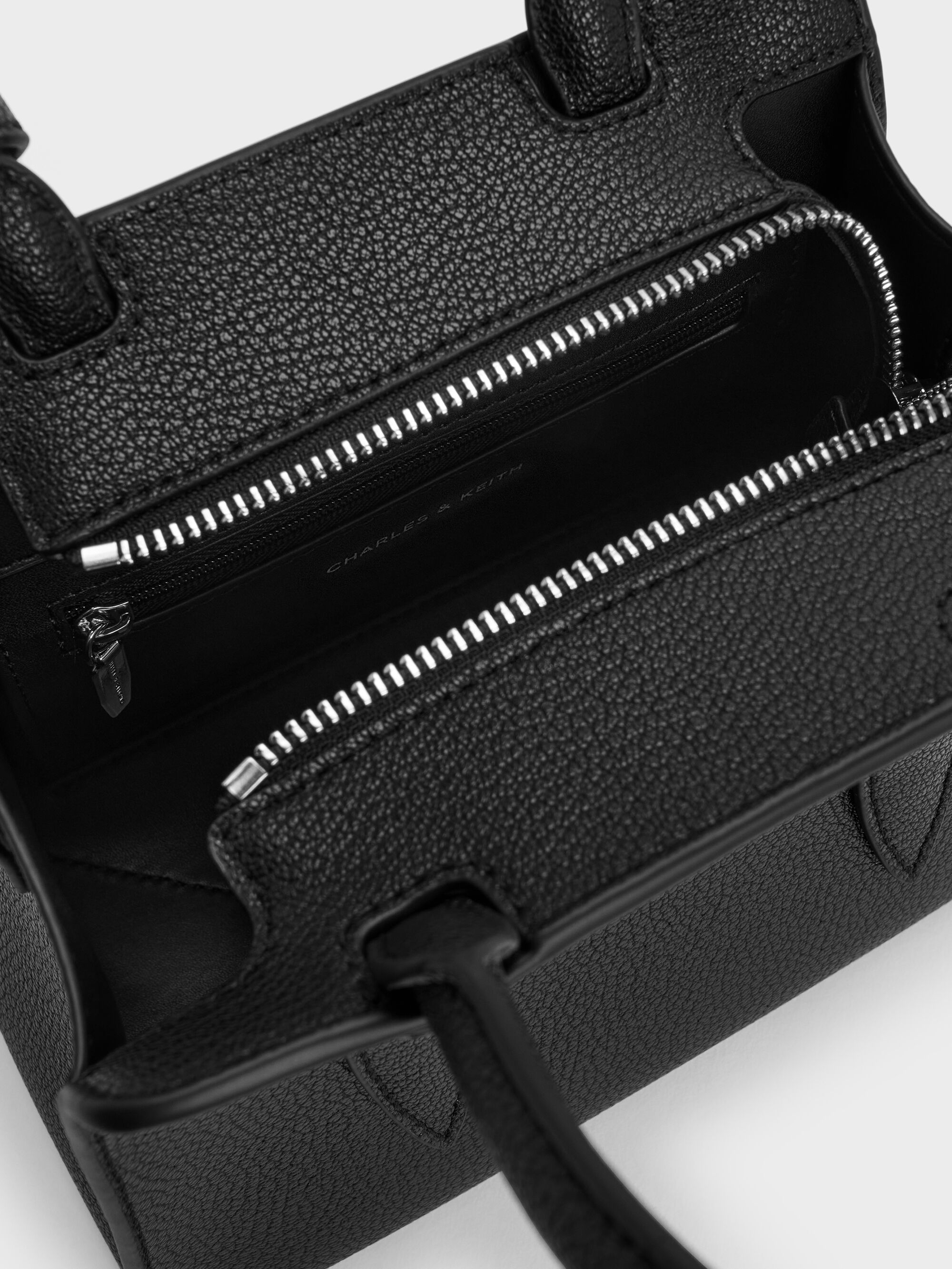 Noir Allyn Structured Trapeze Tote Bag - Noir - CHARLES & KEITH KR