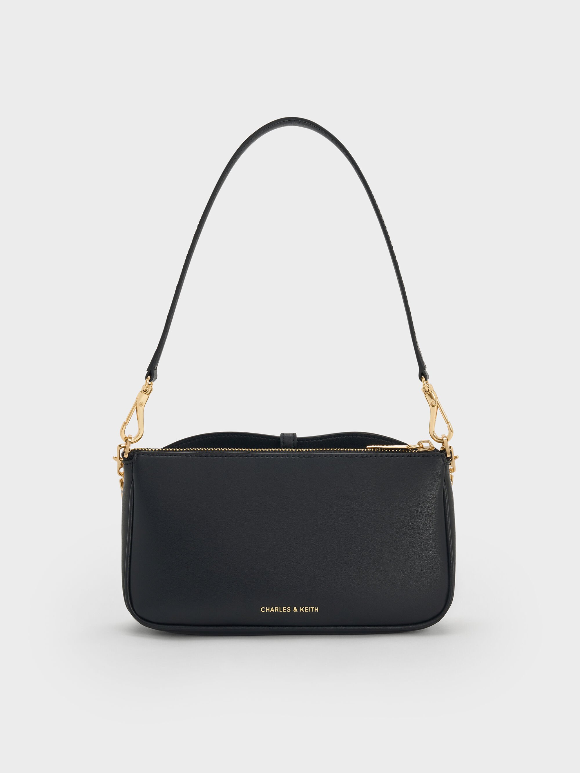 CHARLES&KEITH 　ブラック Black Adalyn Chain Shoulder Bag - Black - Bags - CHARLES & KEITH US