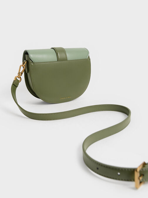 Gabine Two-Tone Saddle Bag​, Olive, hi-res