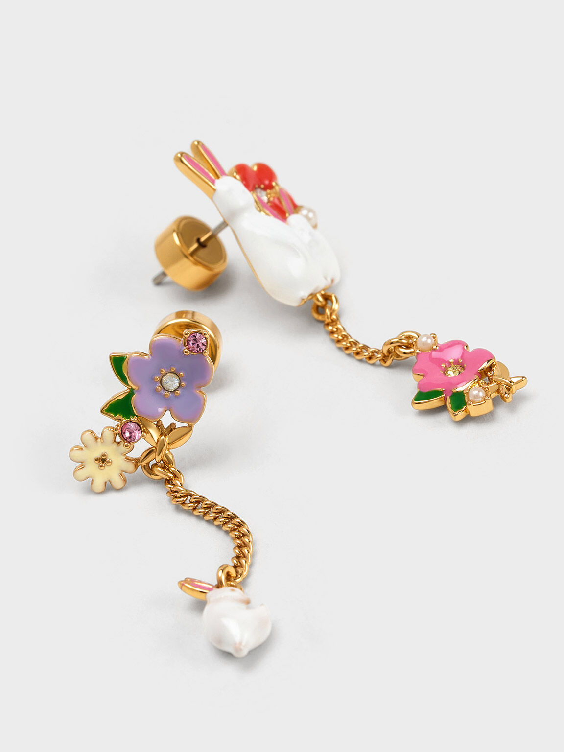 Rabbit Flower Drop Earrings, Multi, hi-res