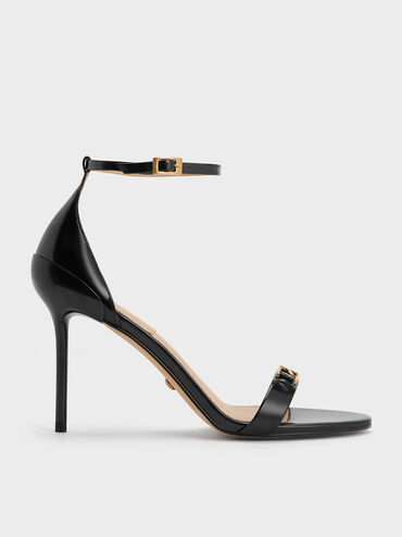 Gabine Leather Stiletto Heel Sandals, Black Box, hi-res