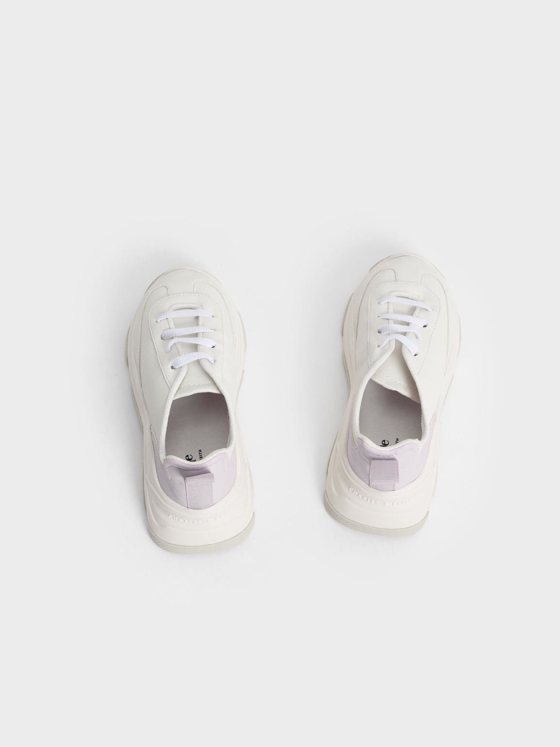 Girls' Two-Tone Chunky Sneakers, White, hi-res