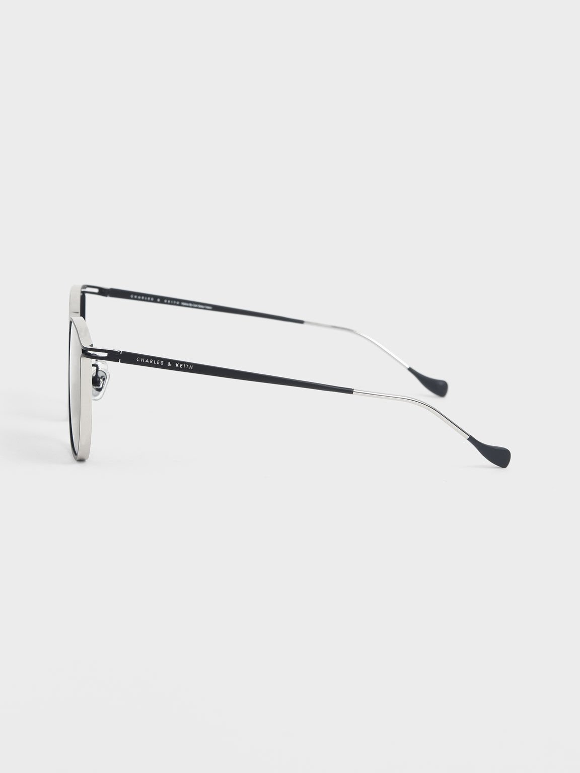 Two-Tone Wire Frame Butterfly Sunglasses, Black, hi-res
