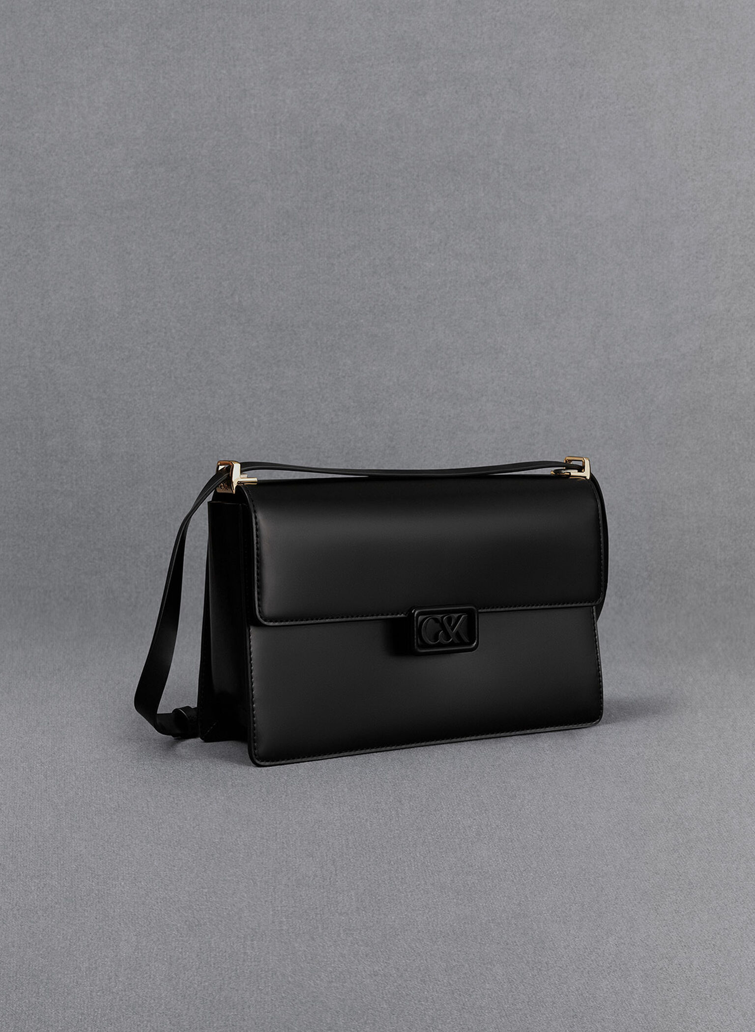 Bolso de cuero al hombro, Negro, hi-res