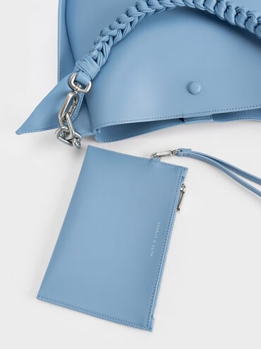 Cleona 編織手提包, 淺藍色, hi-res